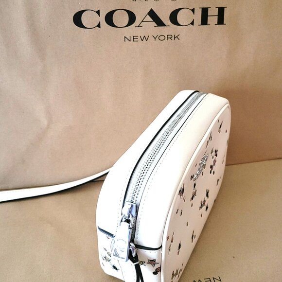 Coach CCI73 Mini Jamie Embossed Star Camera Bag Crossbody Handbag Chalk - Picture 3 of 7